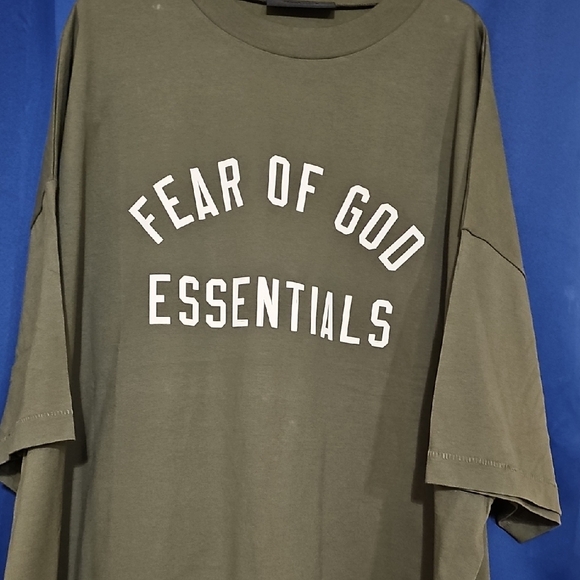 Fear of God Essentials Olive Short Sleeve Logo Tee - Picture 2 of 7